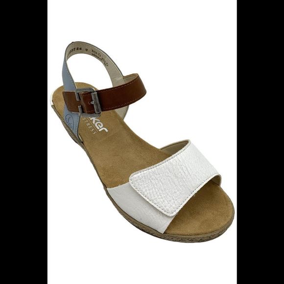 Rieker Women's Fanni 60 Wedge Sandals White Multi - Medium - Picture 1 of 3